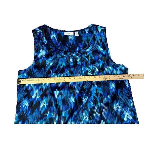 Chico's Blouse Shell Size 3 (US XL/16) Blue Sleeveless Abstract Flowy Tank Top - Picture 7 of 9